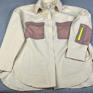 Lululemon Shirt Womens 10 Snap Utility Overshirt Contrast Pockets Shacket Safari